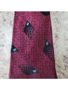 International Passport Men's 100% Imported Silk Burgundy Black Abstract Neck Tie